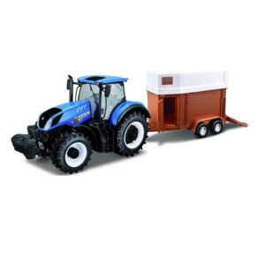 Bburago B18-44060 "New Holland T7040 Farm Tractor and Trailer" Model Toy, 1:32 Scale