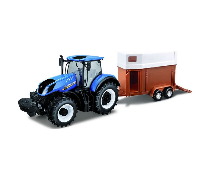 Bburago B18-44060 "New Holland T7040 Farm Tractor and Trailer" Model Toy, 1:32 Scale
