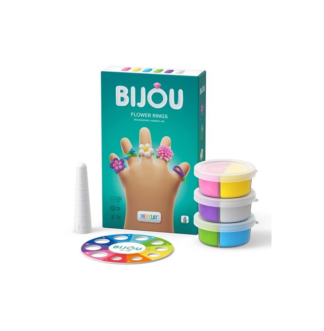 Hey Clay Bijou Flower Rings Παιδικός Πηλός Μοντελοποίησης Πολύχρωμος Σετ 30119