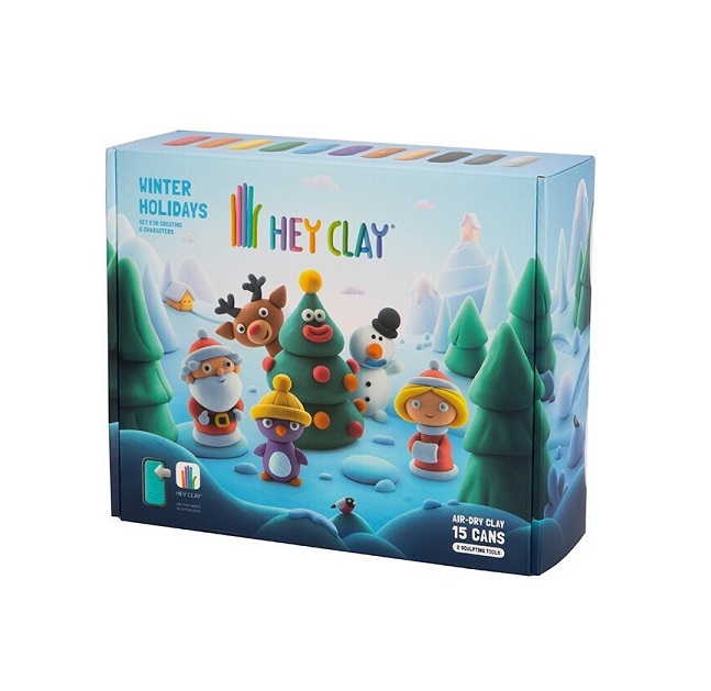 Hey Clay Winter Holidays Παιδικός Πηλός Μοντελοποίησης Πολύχρωμος Σετ 99001