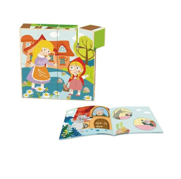 TOOKY TOY ΞΥΛΙΝΟΙ ΚΥΒΟΙ ΠΑΖΛ ΚΟΚΚΙΝΟΣΚΟΥΦΙΤΣΑ & ΠΑΡΑΜΥΘΙ TF456 - Image 2