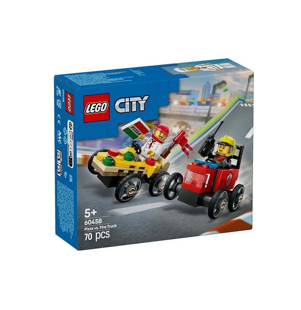 LEGO City Pizza vs. Fire Truck Race Car (60458)