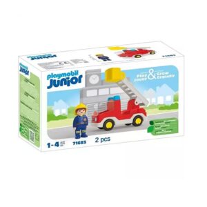 Playmobil Junior Πυροσβέστης Με Κλιμακοφόρο Όχημα 71683