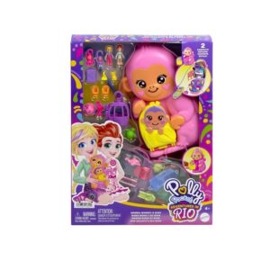 Mattel Polly Pocket Θήκη - Τσαντάκι Momma Monkey & Baby HWP04