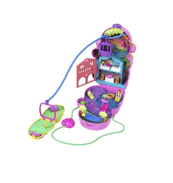 Mattel Polly Pocket Θήκη - Τσαντάκι Momma Monkey & Baby HWP04 - Image 3
