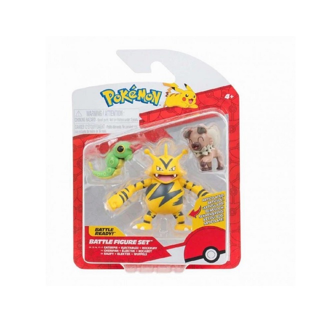 Jazwares Παιχνίδι Μινιατούρα Pokemon Caterpie, Electabuzz, Rockruff 5εκ. PKW3892