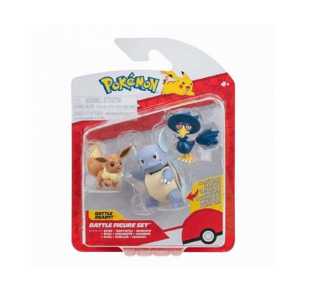 Jazwares Παιχνίδι Μινιατούρα Pokemon Eevee, Wartortle, Murkrow  5εκ.  PKW3895