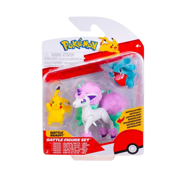 Pokemon Σετ με 3 Φιγούρες Μάχης Gible, Pikachu & Galarian Ponyta PKW4097