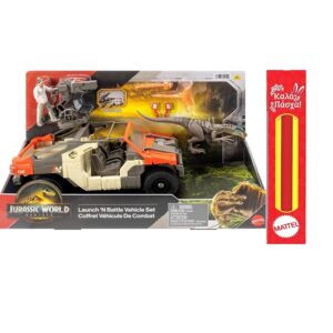 Παιχνιδολαμπάδα Jurassic World Rebirth Launch N Battle Vehicle with 1 Human & 1 Raptor Figure (JGB59)