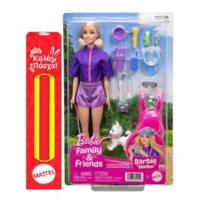 Παιχνιδολαμπάδα  Barbie Travel Doll & Accessories Family & Friends Malibu Dog Walker JJV59