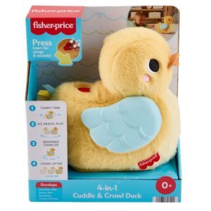Fisher Price Βρεφικό Παιχνίδι Cuddle & Crawl Duck από Ύφασμα με Μουσική και Ήχους για Νεογέννητα JMX99